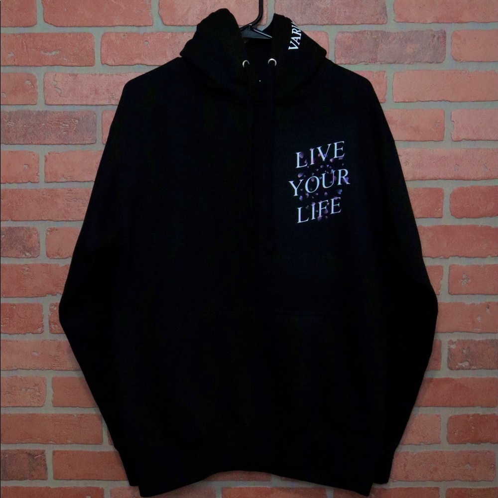 New Black Hoodie | Lilac Petals - Picture 2 of 3